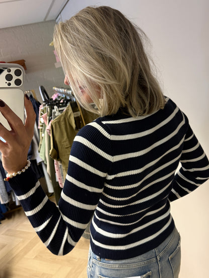 Shirt Khloe Rib Knoopjes LM Blauw Wit