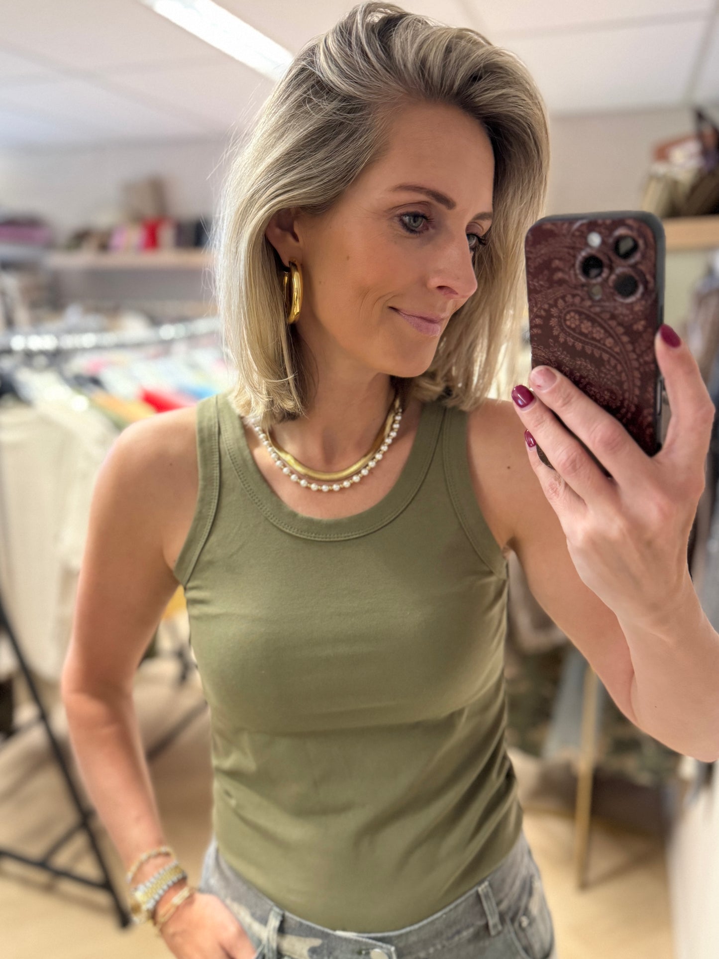 Top Basis Tanktop Armygroen