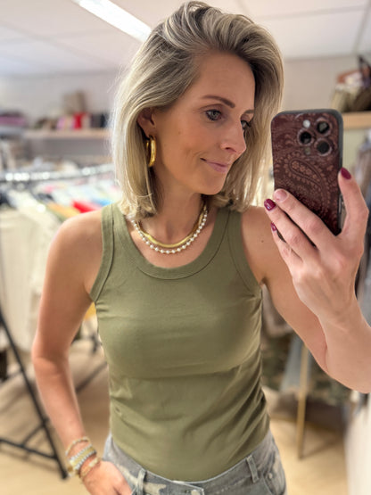 Top Basis Tanktop Armygroen