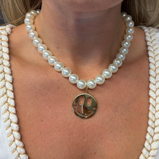 Ketting Parels Smiley Goud