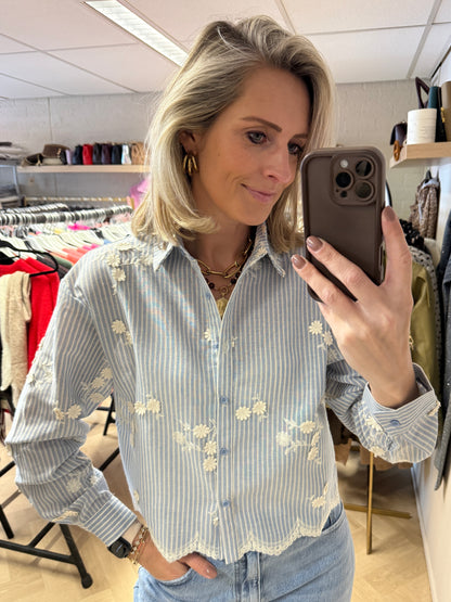 Blouse Marie Streep Bloemen Blauw