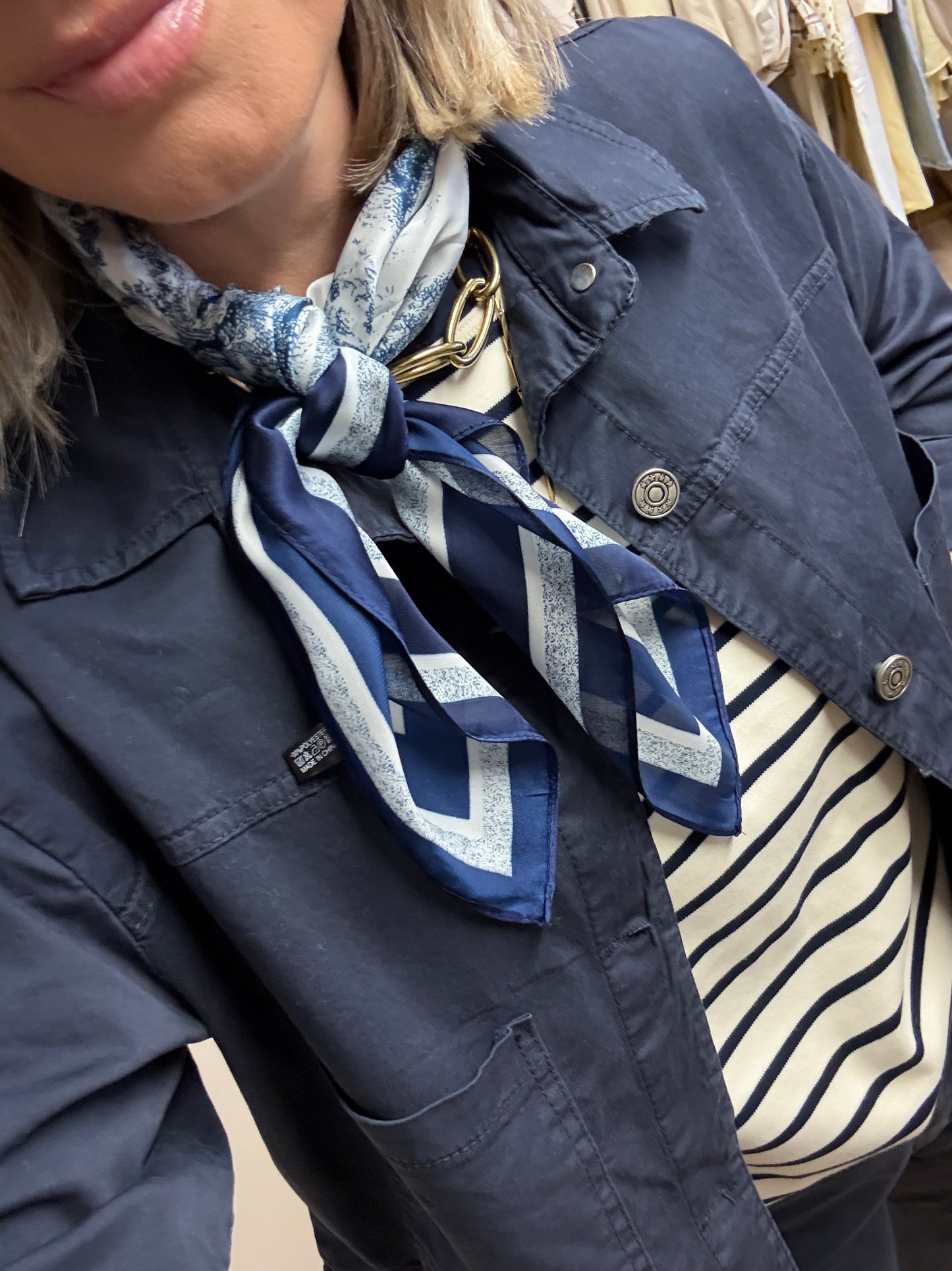 Sjaal Silka Toile Donkerblauw
