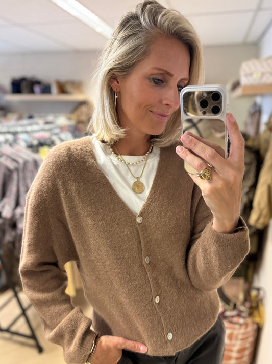 Vest Claudia Alpaca Lange Mouw Camel