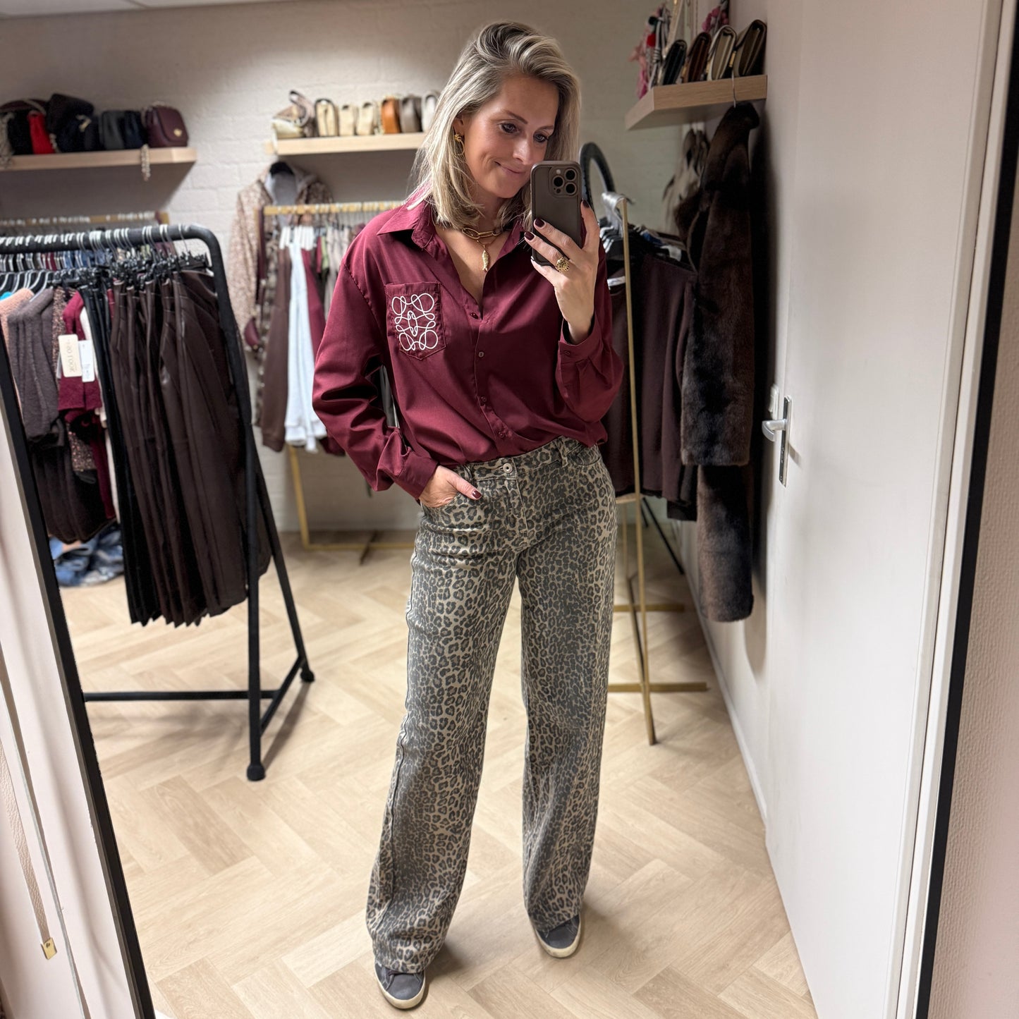 Jeans Leopard Wide Legg Beige L32 & 34