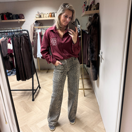 Jeans Leopard Wide Legg Beige L32 & 34