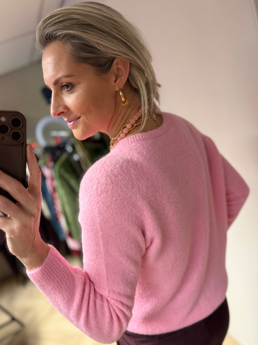 Trui Claudia Alpaca Lange Mouw Zachtroze