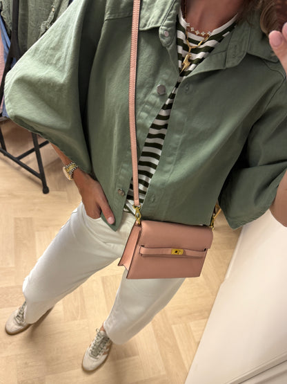 Blouse Denim Flared Mouw Groen
