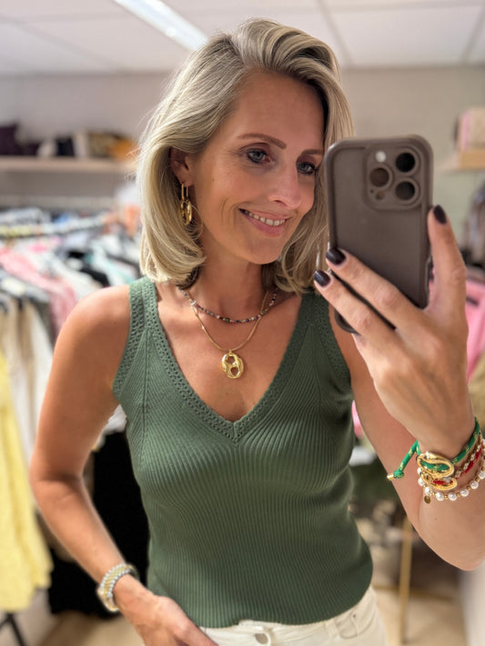 Top Linda V-hals Viscose Armygroen