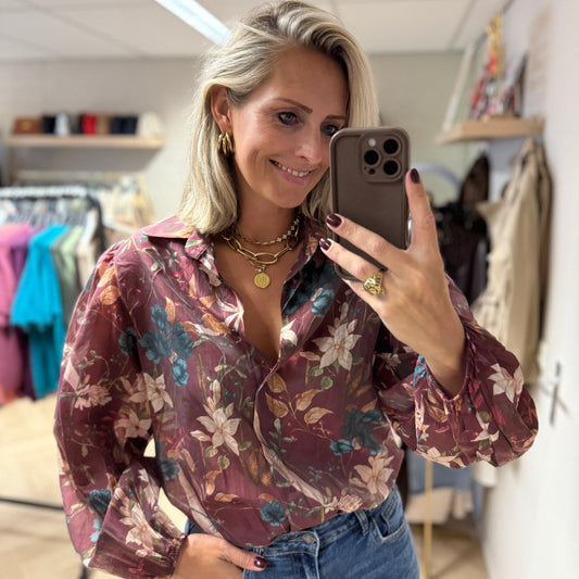 Blouse Georgina Flowers Bordeaux