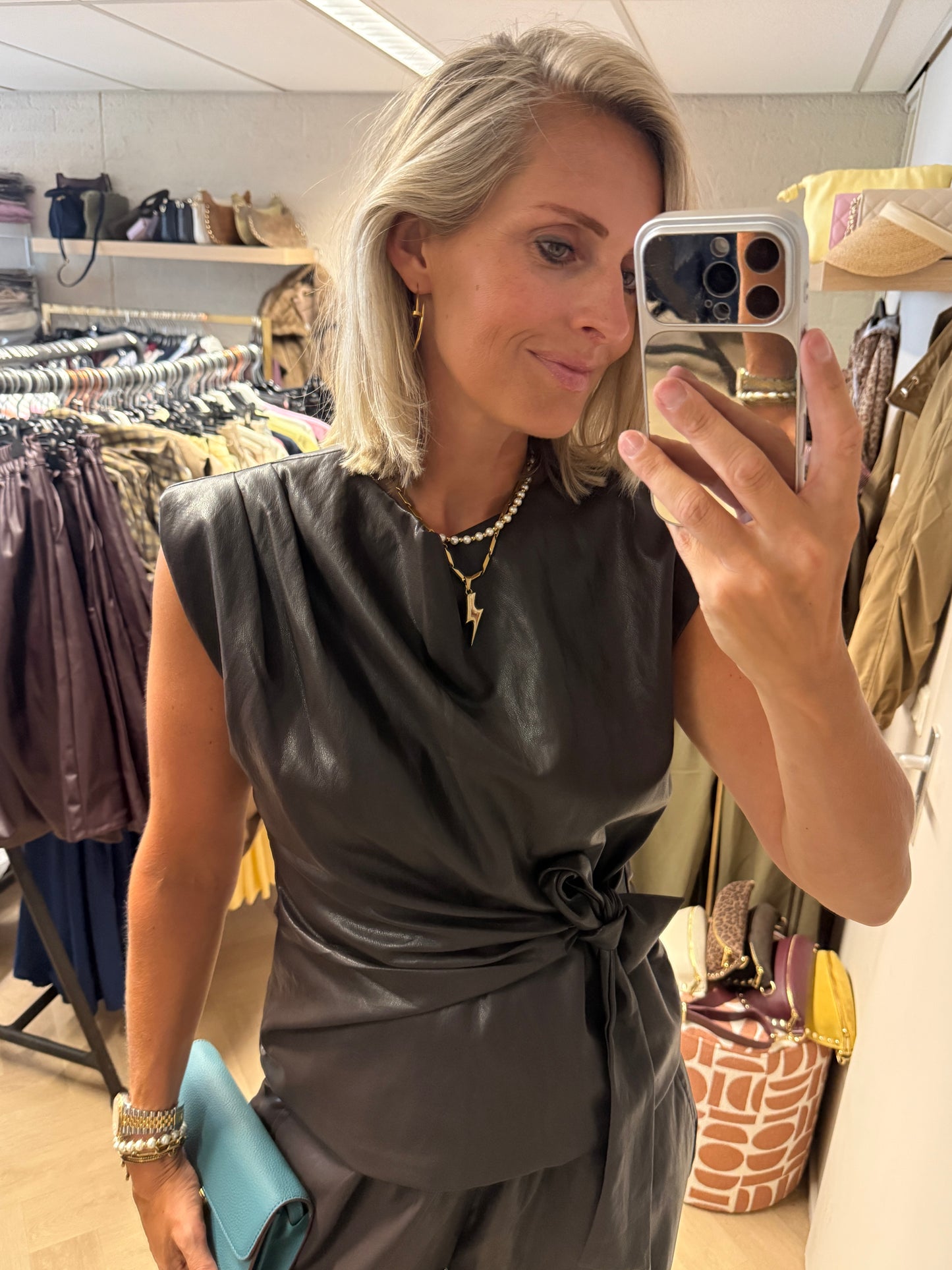 Top Macy PU Leer Bruin
