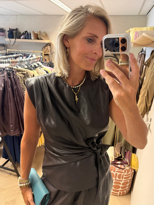 Top Macy PU Leer Bruin