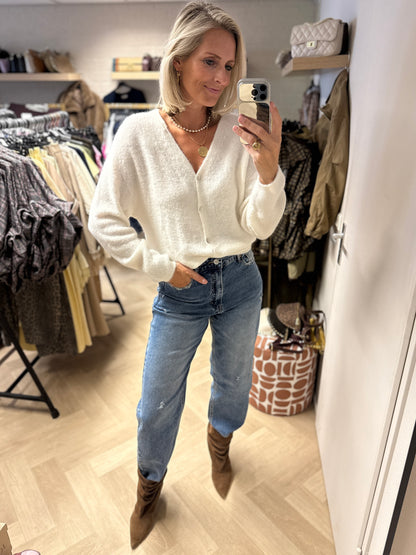 Vest Claudia Alpaca Lange Mouw Offwhite