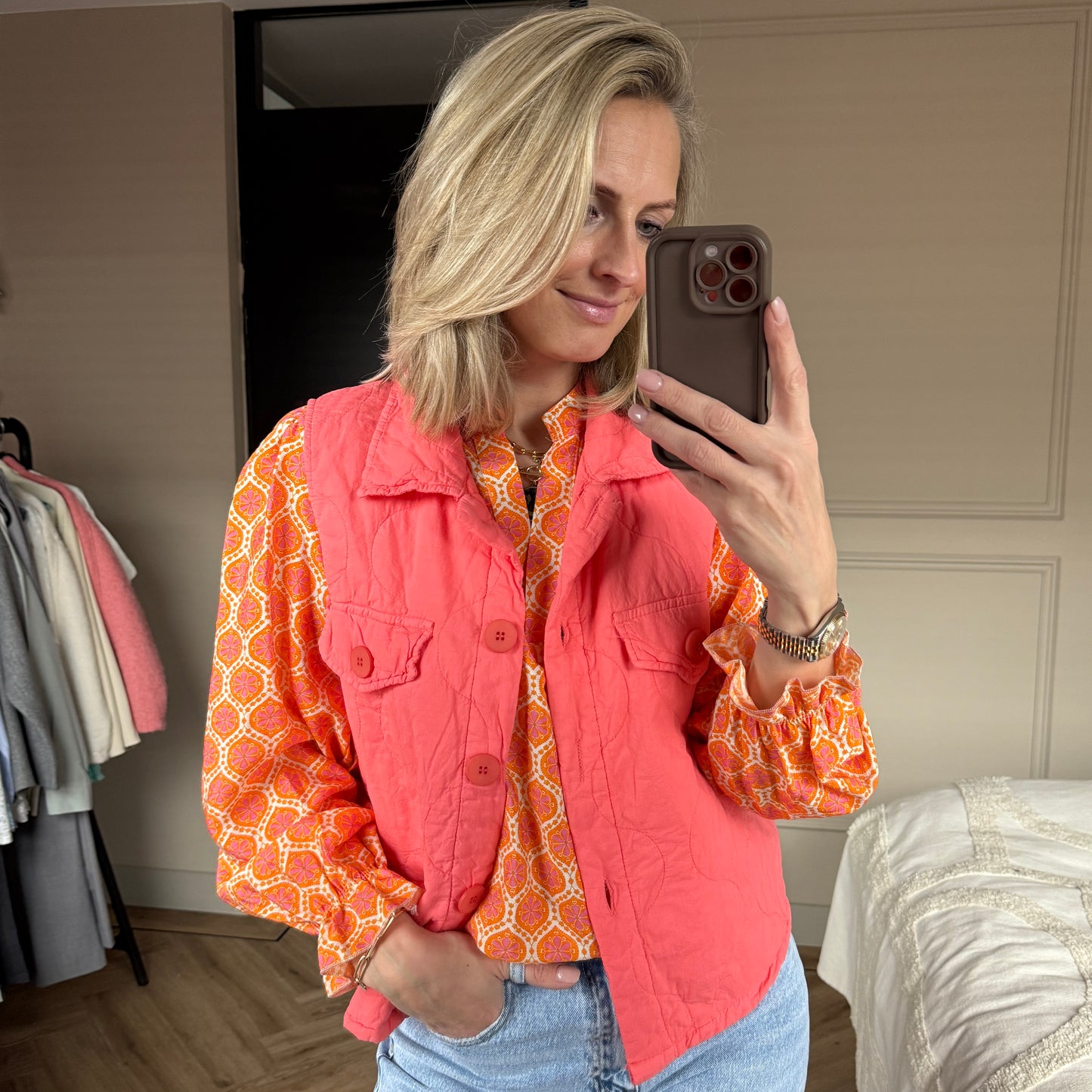 Gilet Fleur Koraal