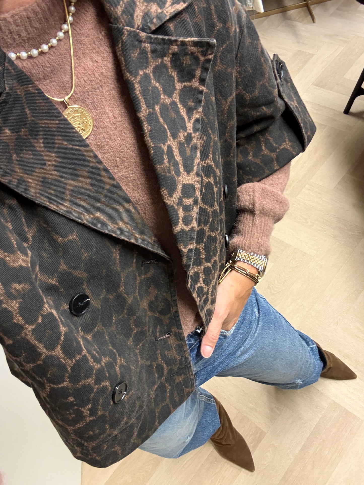 Jas Trench Korte Mouw Leopard