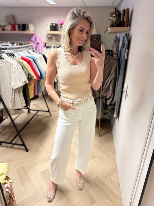 Top Stella Rib Lurex Beige