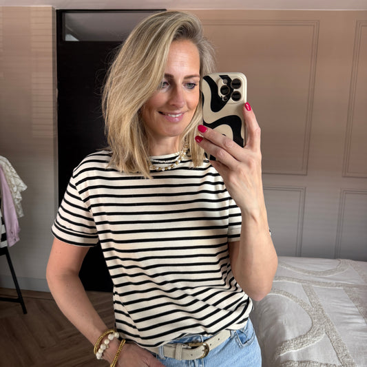 T-shirt Emma Katoen Streep Navy