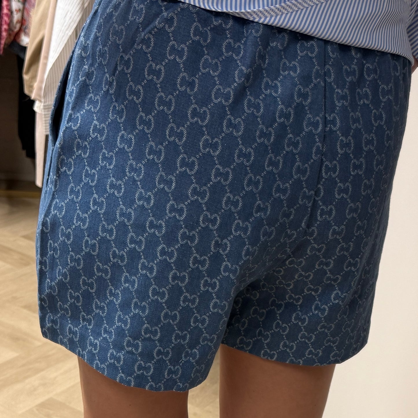 Short Logo Denim Blauw