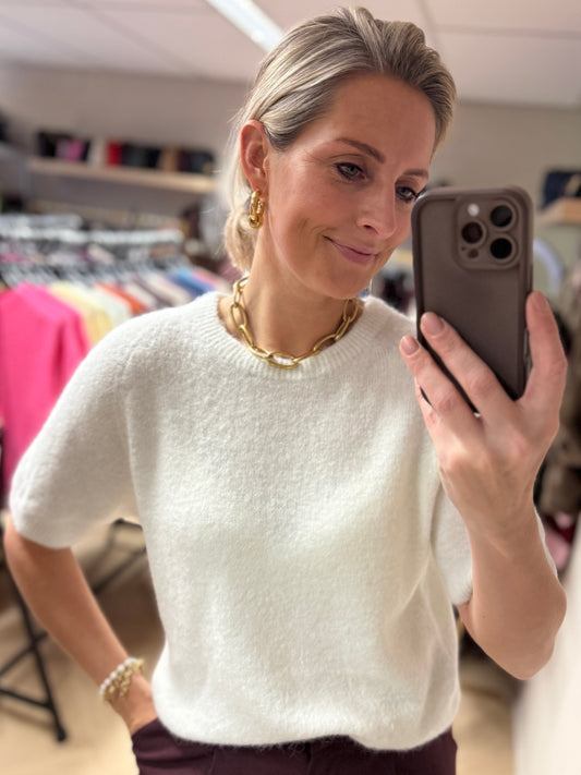 Trui Claudia Korte Mouw Alpaca Wit