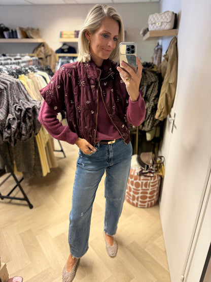 Jack Katoen Embroided Paillet Burgundy