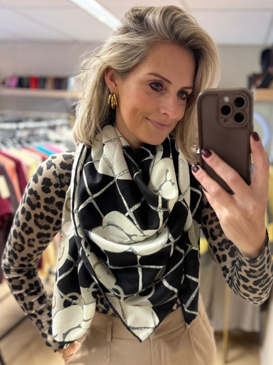 Sjaal Sanaa Coco Zwart Grijs