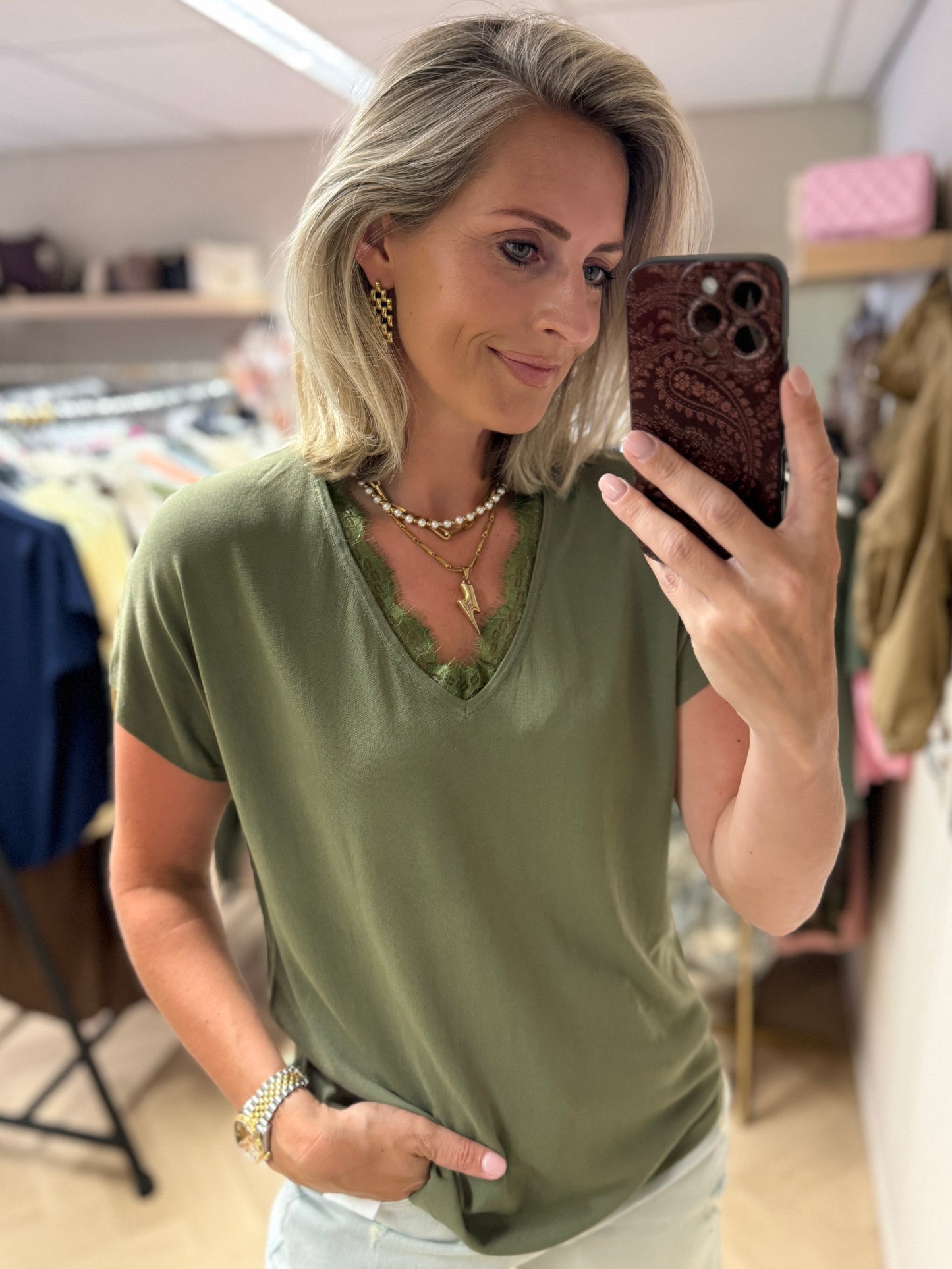 Shirt Barbara Kant Armygroen
