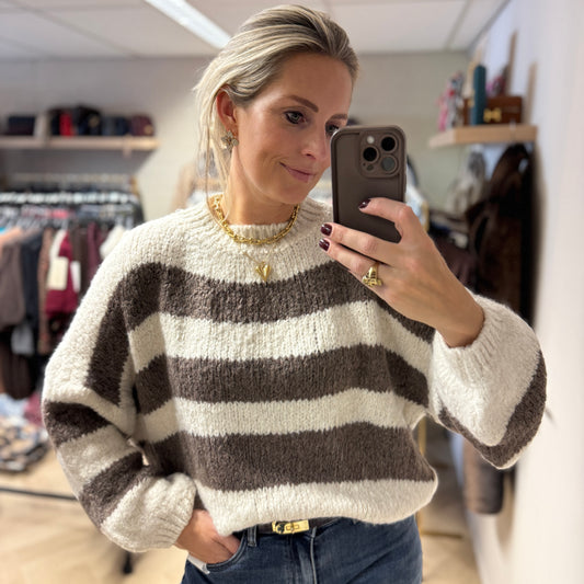 Trui Jaimy Streep Taupe Kit