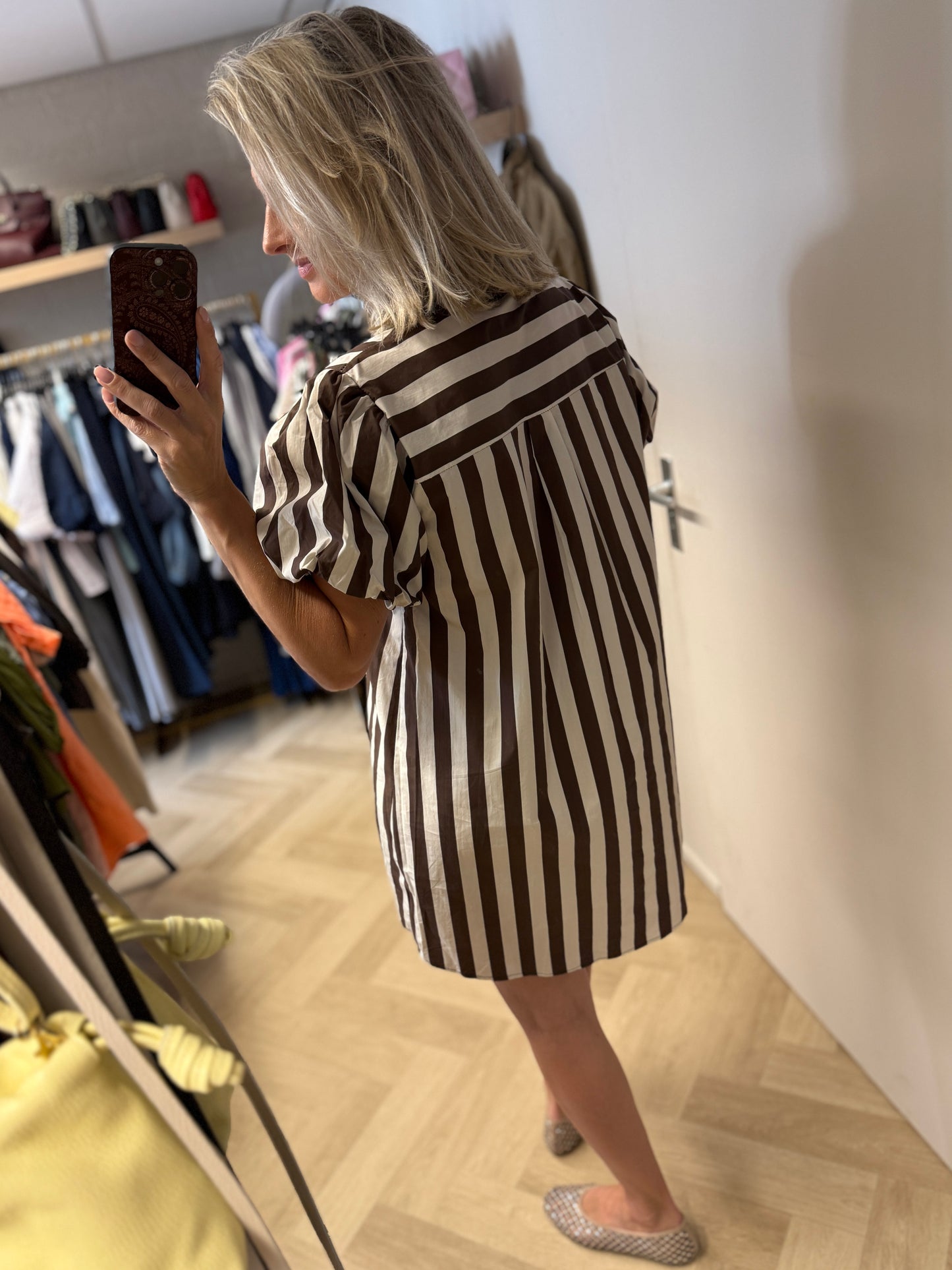 Jurk Dani Streep Choco Ecru