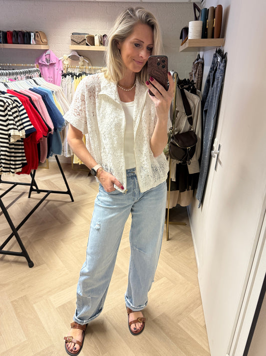 Vest Joline Kant Paillet Wit