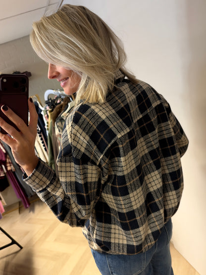 Vest Blouse Jill Ruit Donkerblauw Ecru