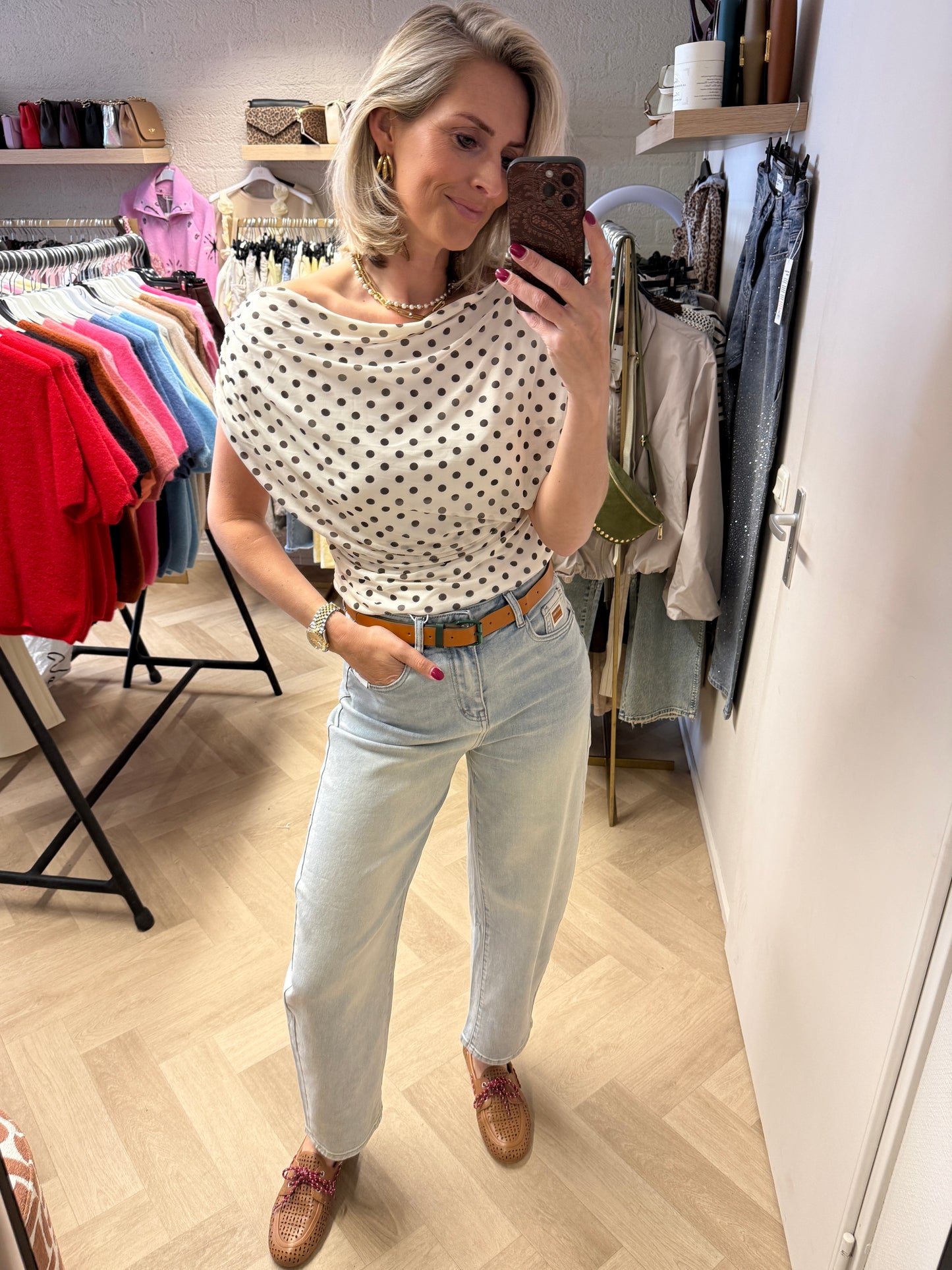 Jeans Brandy Balloon Blauw Beige