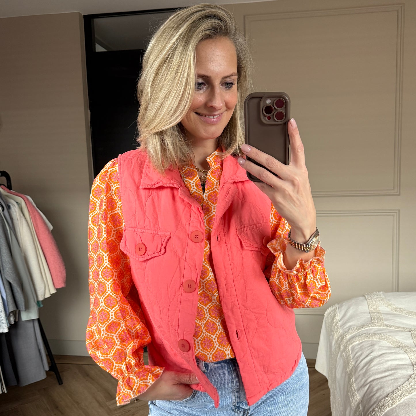 Gilet Fleur Koraal