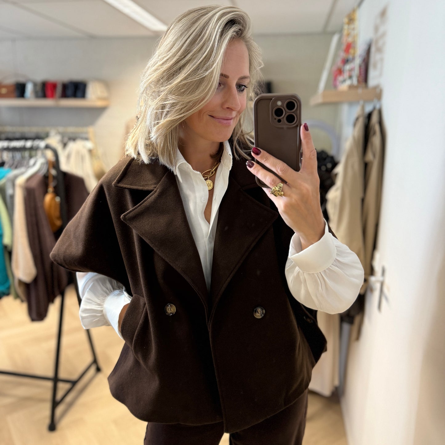 Jas Cape Cisca Trench Bruin