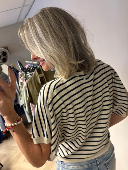 Shirt Fenna Streep Knitted Beige Blauw