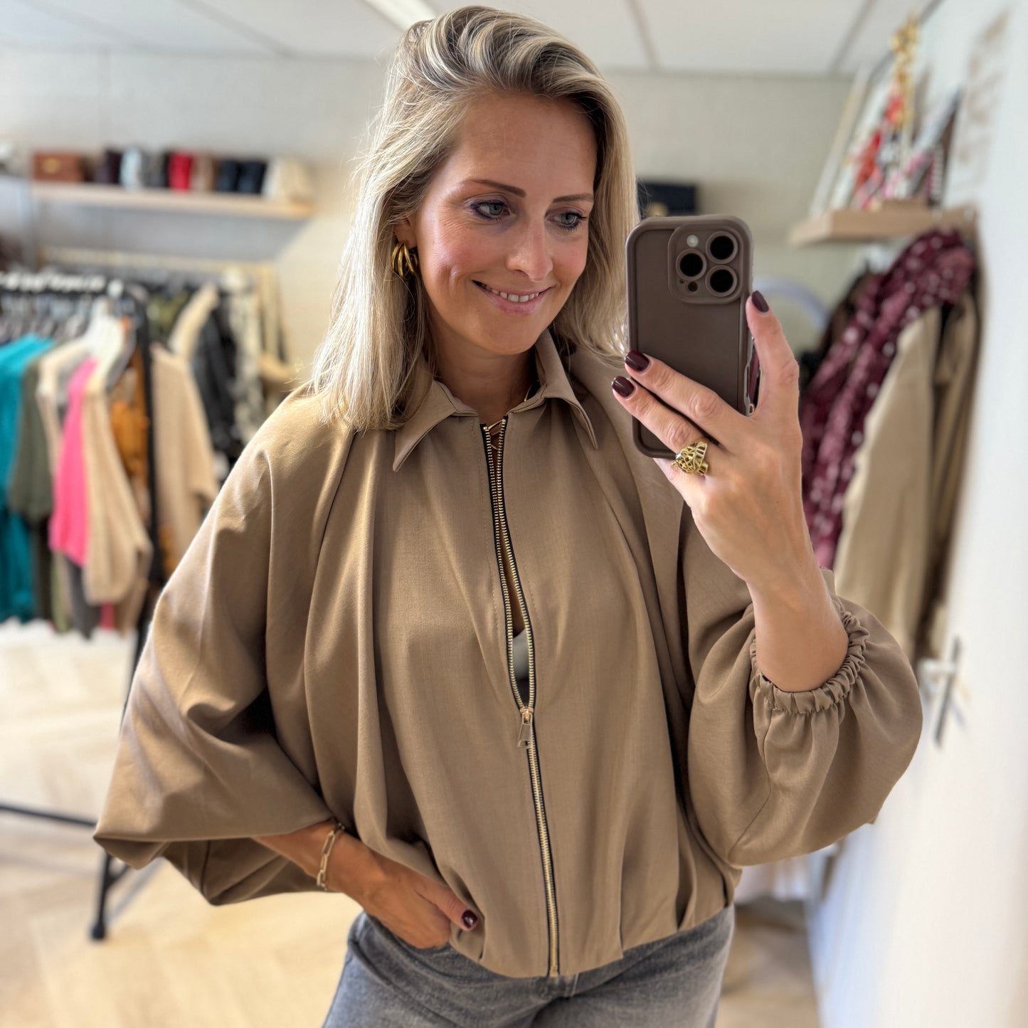 Jas Zara Rits Pof Beige