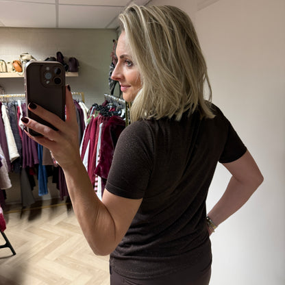 Shirt Fem Viscose Bruin Glinster