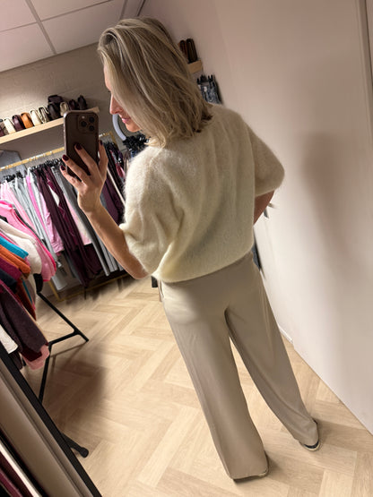 Vest Mohair Strass Knoop Ecru