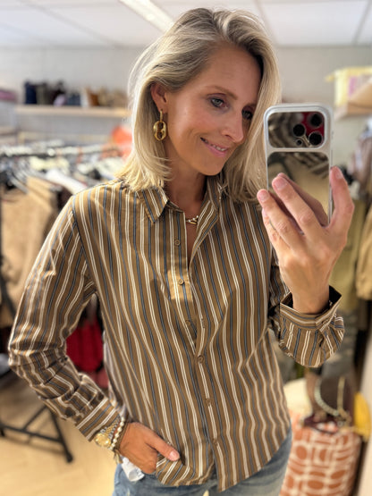 Blouse Jet Streep Bruin Blauw