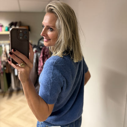 Trui Claudia Korte Mouw Alpaca Blauw