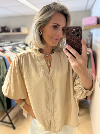 Blouse Ella Pofmouwen Beige