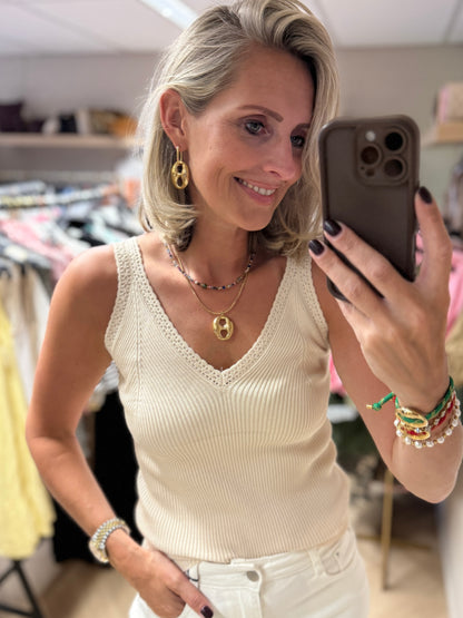 Top Linda V-hals Viscose Beige