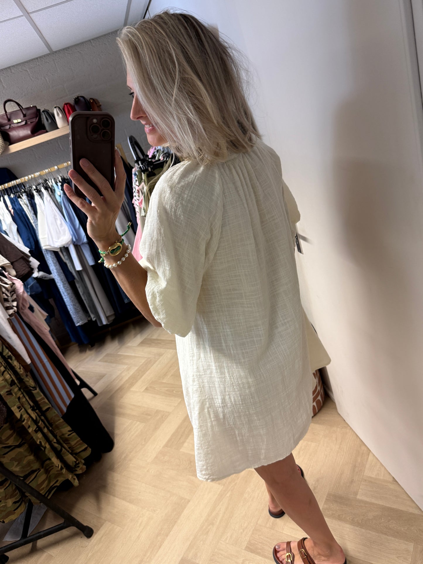 Jurk Sterre Katoen Crème