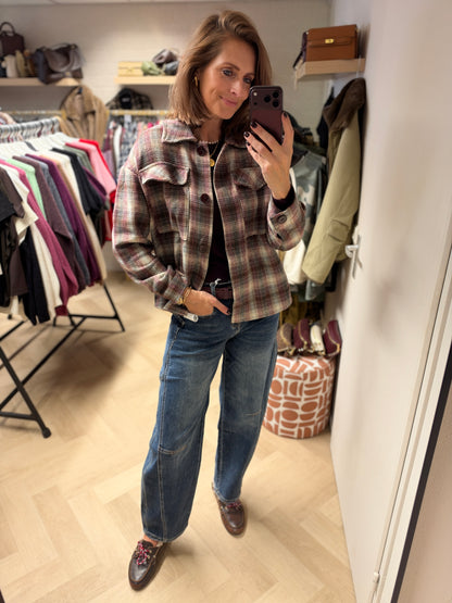 Vest Wende Ruit Bordeaux Grijs