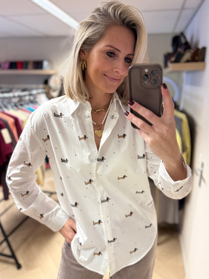 Blouse Teckels Wit