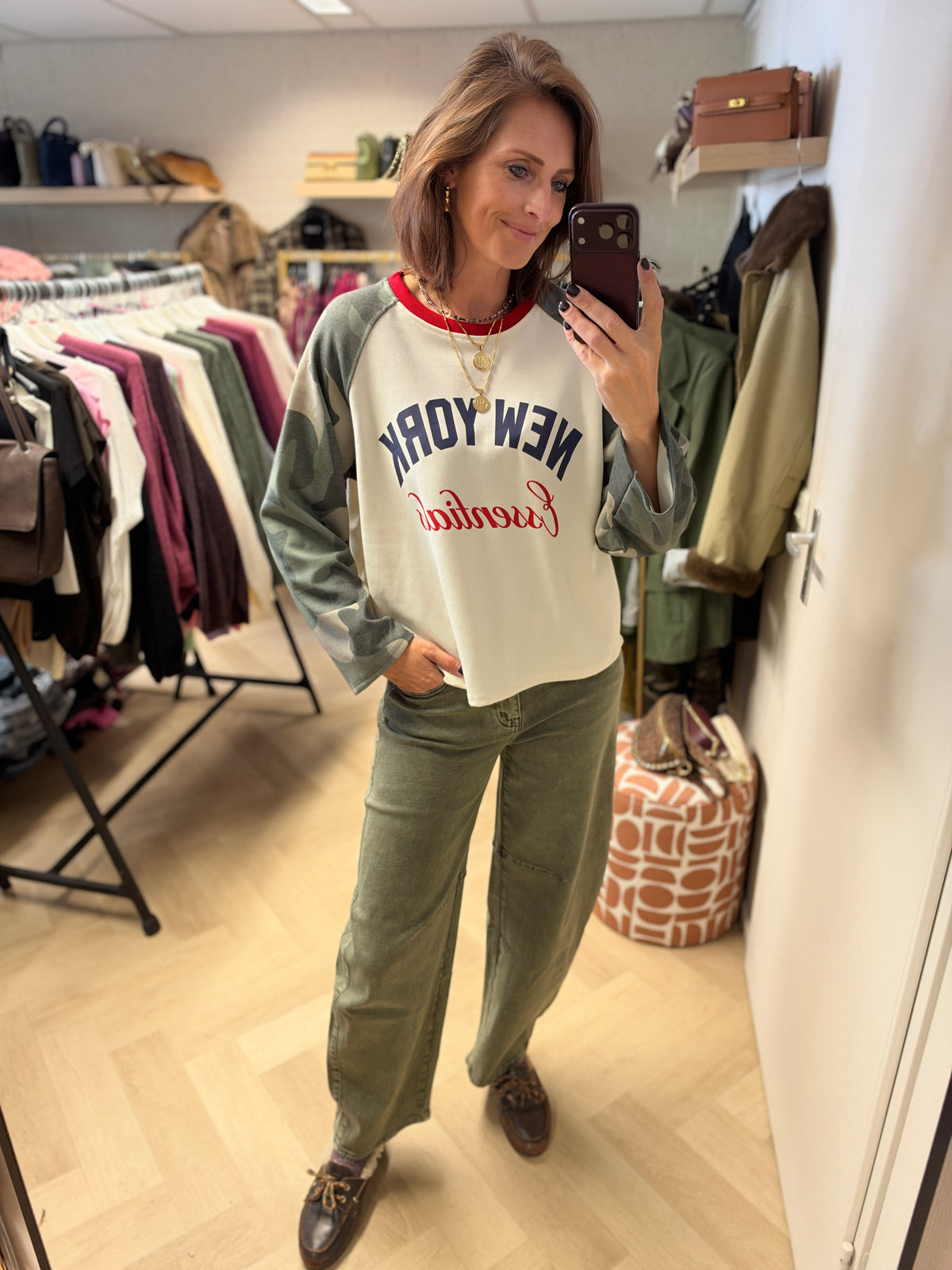 Longsleeve  Raglan Army NY Essentials Rood