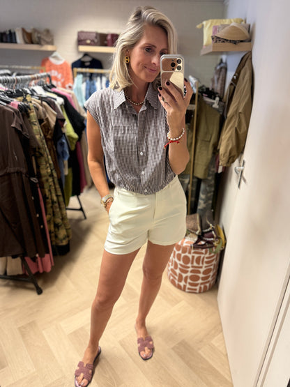 Blouse Steef Ruit Bruin Wit