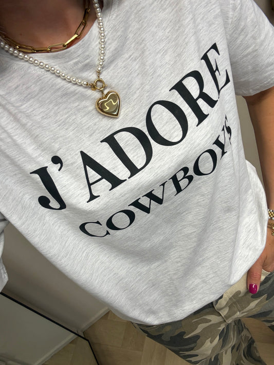 T Shirt J'adore Cowboys Grijs Melee