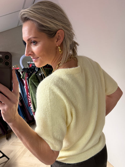 Trui Claudia Korte Mouw Alpaca Zachtgeel