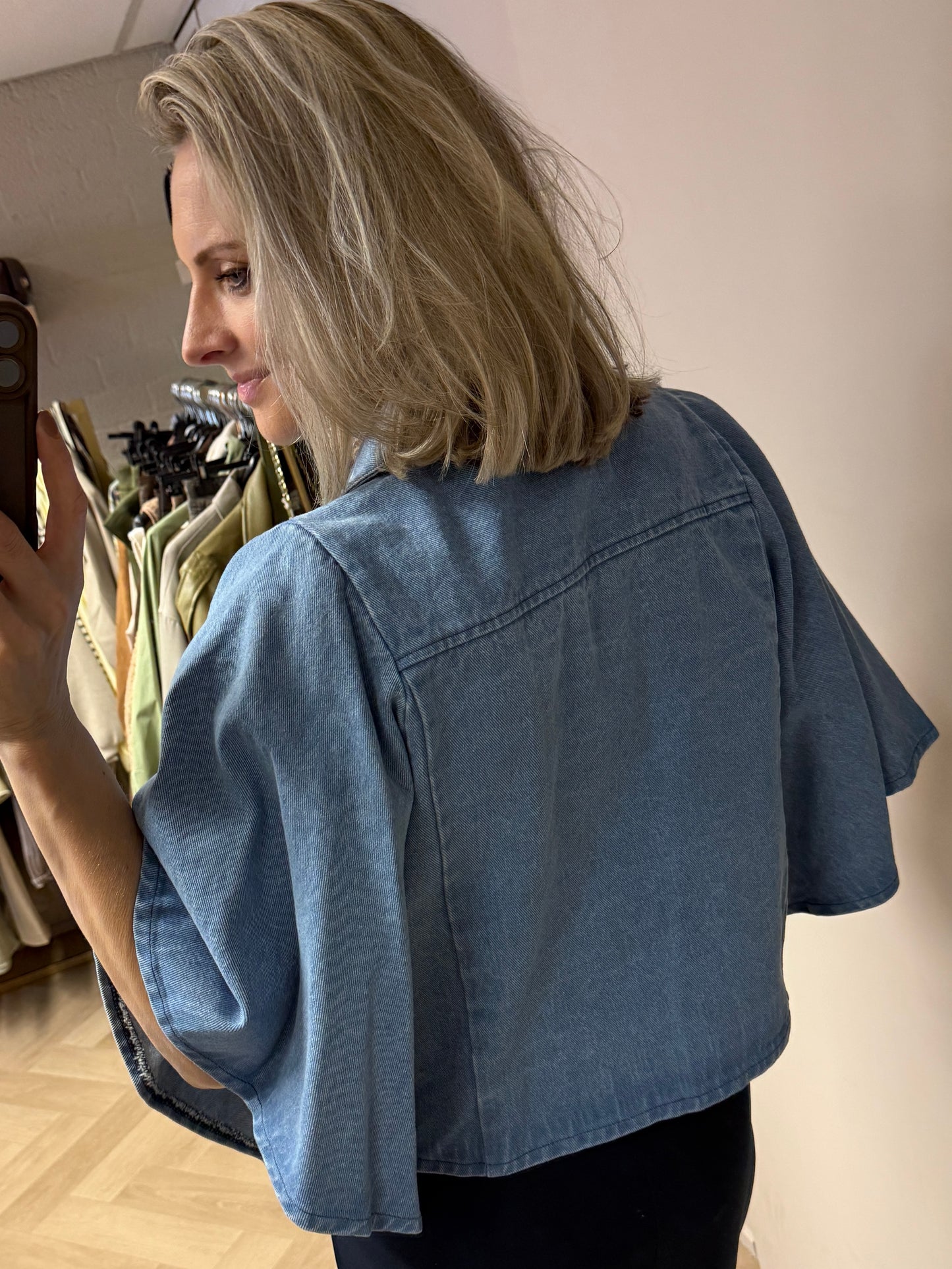 Blouse Denim Flared Mouw