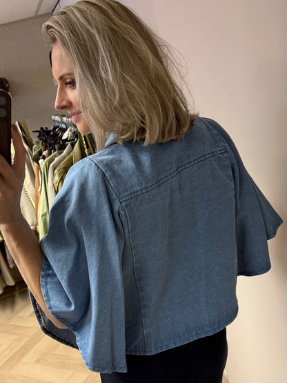 Blouse Denim Flared Mouw