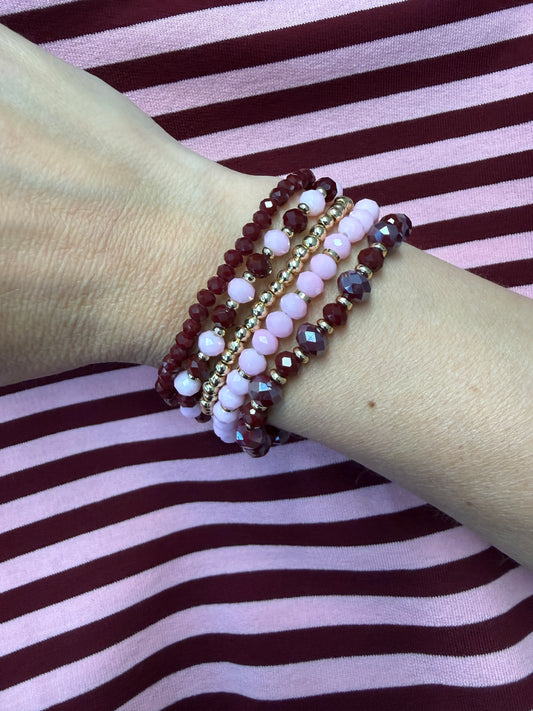 Armband Set Cannes Bordeaux roze